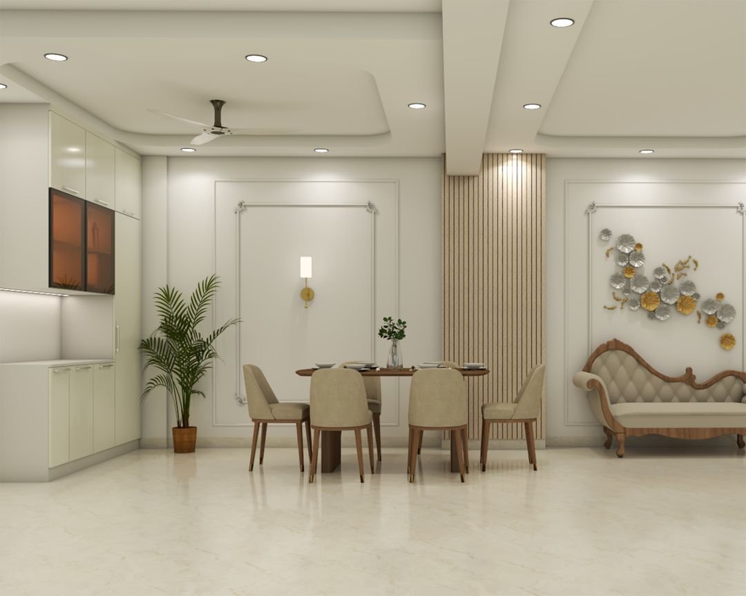 Transitional Warm Cream Flooring Design with Ultra-Polished Vitrified Tiles