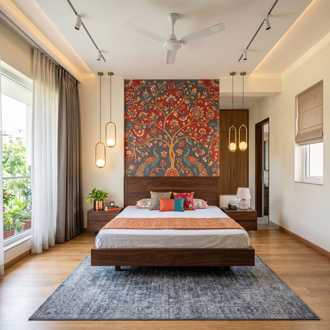 Transitional Single Layer False Ceiling Design with Rectangular Gypsum Border