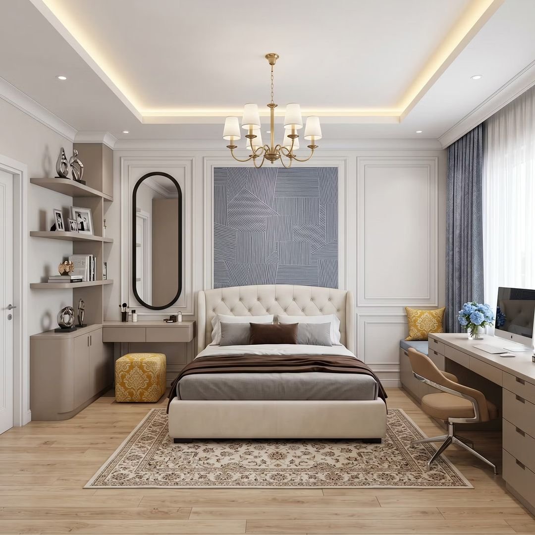 Traditional Gypsum Single Layer False Ceiling Design in Elongated Oval Shape