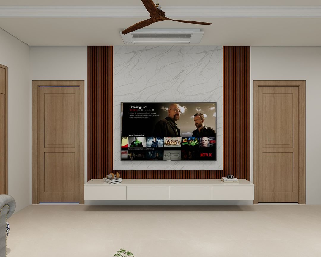 Large Format Flooring Design with Cream Square Tiles in Modern Style