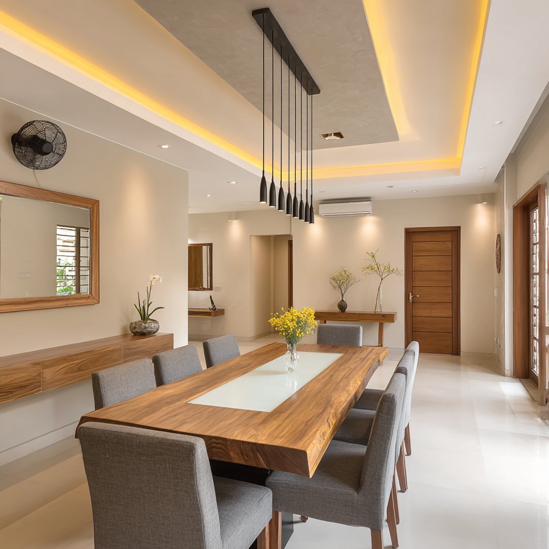 Contemporary Double Layer Gypsum Rectangular False Ceiling Design with Paint Finish